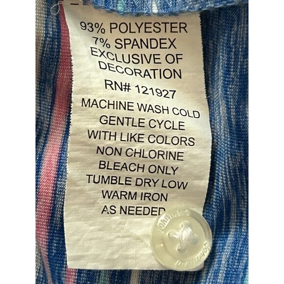 johnnie-O Polo Shirt Men Large Blue Striped Performance Stretch UPF50 Golf - Picture 10 of 10